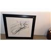 Image 2 : Framed Ink Drawing of Hand Reaching Out with Black Mat and Beaded Frame