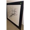 Image 3 : Framed Ink Drawing of Hand Reaching Out with Black Mat and Beaded Frame