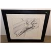 Image 4 : Framed Ink Drawing of Hand Reaching Out with Black Mat and Beaded Frame