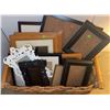 Image 2 : Wicker Basket With Assorted Photo Frames Wood Black White Mixed Sizes