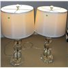 Image 1 : Glass Ball Table Lamps with Ivory Drum Shades