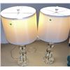 Image 2 : Glass Ball Table Lamps with Ivory Drum Shades