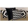 Image 2 : Five Black and White Throw Pillows, Large and Small, Geometric and Chevron Patterns