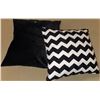 Image 4 : Five Black and White Throw Pillows, Large and Small, Geometric and Chevron Patterns