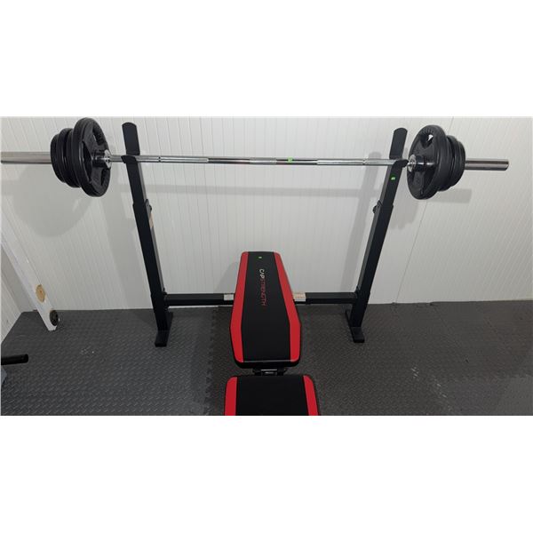 CAP Strength Weight Bench with Leg Press, Weights, Barbell and Stand
