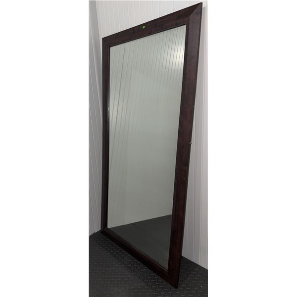 Large Rectangular Wall Mirror with Dark Wood Frame
