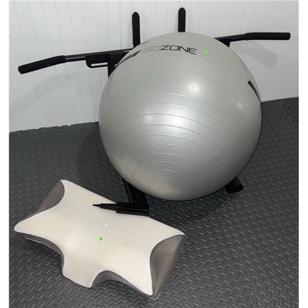GoZone Yoga Ball, Chin Up Bar, and Microfibre Pillow Set