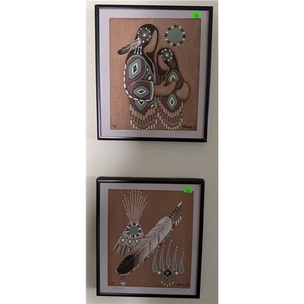 Diane LeFeuvre 1989 Framed Prints Indigenous Motifs Signed