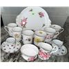 Image 1 : Queen's Rosina Fine Bone China Floral Tea Set with Cups, Saucers, Plate, Creamer, Bowl