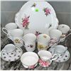 Image 2 : Queen's Rosina Fine Bone China Floral Tea Set with Cups, Saucers, Plate, Creamer, Bowl