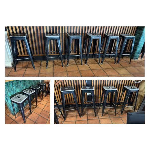 Qty 14 Black Metal Backless Bar Stools 12" x 12" x 31"H