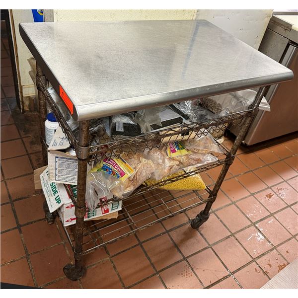 Rolling Kitchen Prep Table w/ Mesh Undershelves 30" x 19" x 36"H (contents not included)