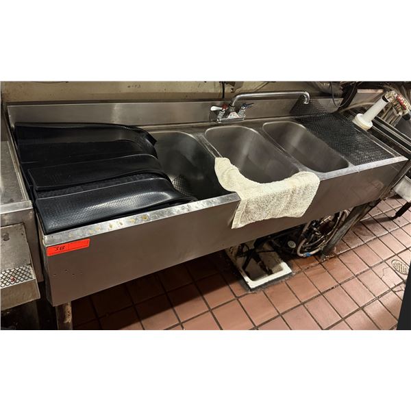 Krowne 18-53C Three-Basin Underbar Sink w/ Drainboard 60" x 17" x 29"H