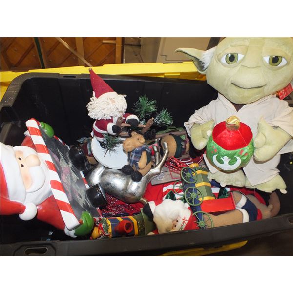 Tote Of Assorted Christmas Decorations