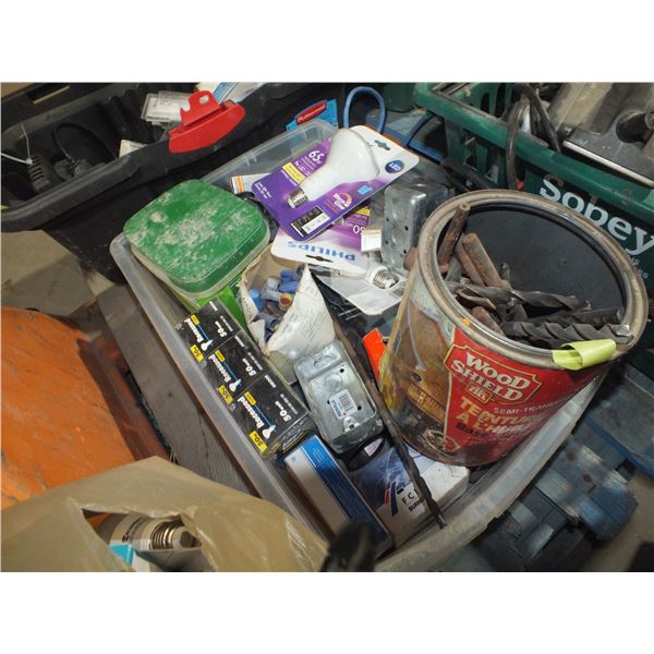 Tote Of Light Bulbs / Bits / Electrical Hardawre