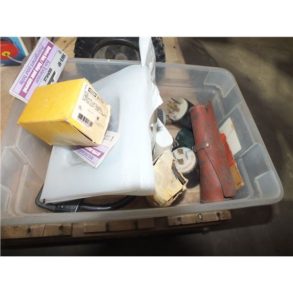 Small Tote Of Electrical Hardware