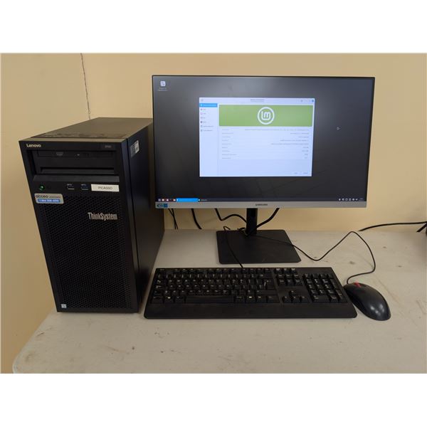 ORDI LENOVO THINKSYSTEM ST50 XEON E-2144G 24G 480GB SSD LINUX & 24" SAMSUNG MONITOR