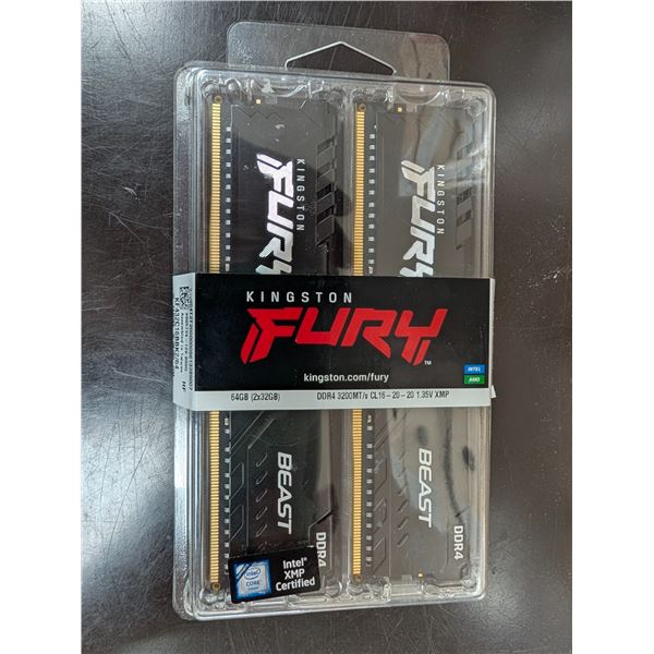 *NEW* DDR4 MEMORY KINGSTON FURY 3200MHz CL16 64GB KIT #KF432C16BBK2/64 *CURRENT RETAIL: $1299 CAD*