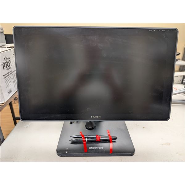 HUION KAMVAS 22 PLUS #GS2202 ON ERGOTRON STAND WITH 2 PENS *MISSING POWER SUPPLY*