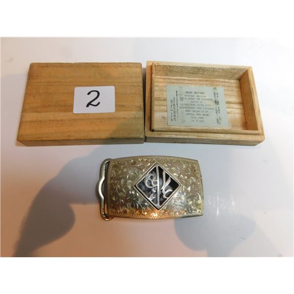 OKUBO BROTHERS STERLING SILVER BUCKLE FOR BELT IN BOX