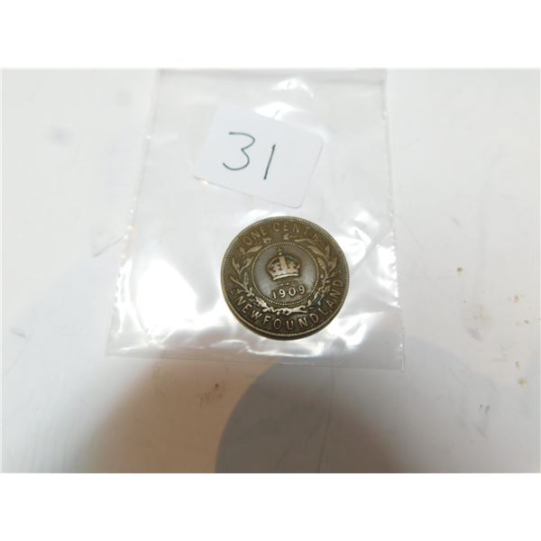 1909 NEWFOUNDLAND LARGE CENT F-15