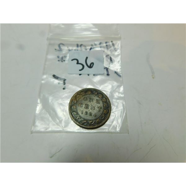 1884 OBV2 LARGE CENT F