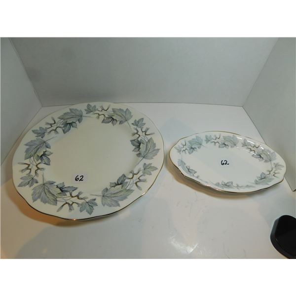 ROYAL ALBERT, SILVER MAPLE, SERVING PLATTER AND LARGE PLATE, BEAUTIFUL