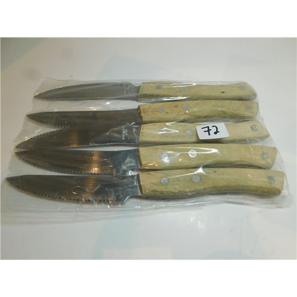 5 WOOD HANDLE GOURMET TRADITION STEAK KNIVES