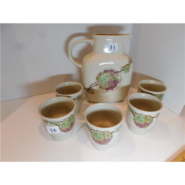 EAST GERMAN CERAMIC PITCHER AND FIVE CUPS
