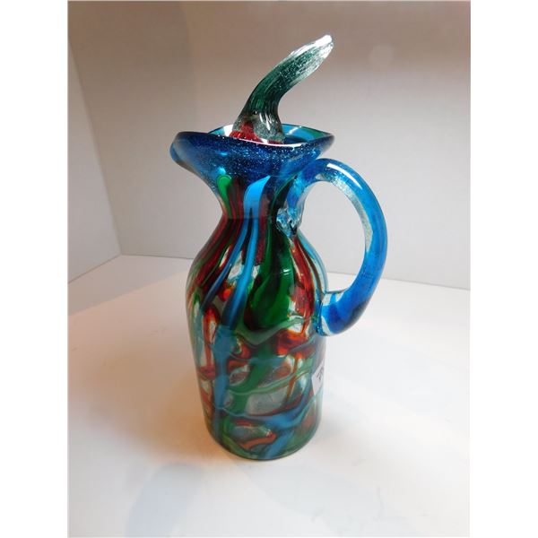 ART GLASS PITCHER AND STOPPER, MEXICO
