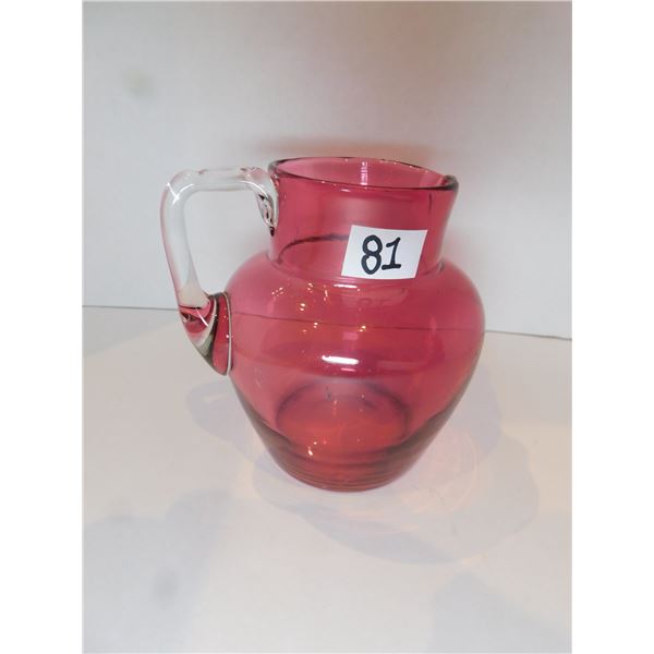 CRANBERRY GLASS PITCHER 5 ½” TALL
