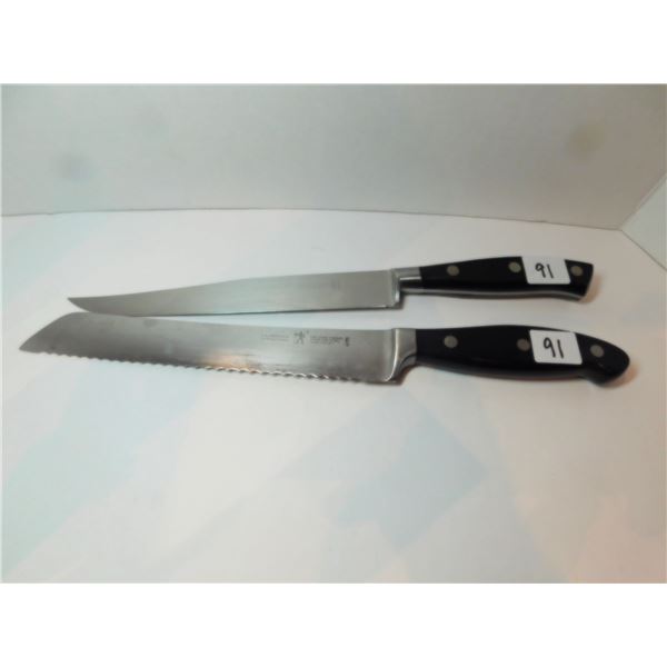 HENCKEL 16406 BREAD KNIFE AND A 19000 8” KNIVES, SHARP