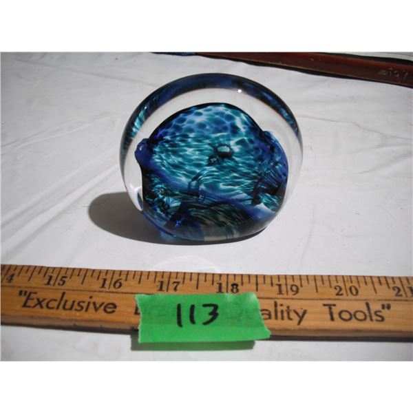 Vintage “Dolphin Chase” Caithness Handblown Glass Paperweight