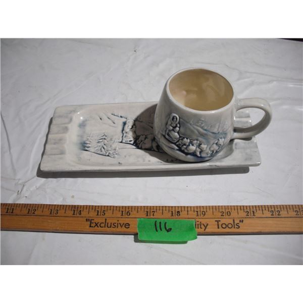 Yukon Design Ceramic Cup & Plate Ashtray