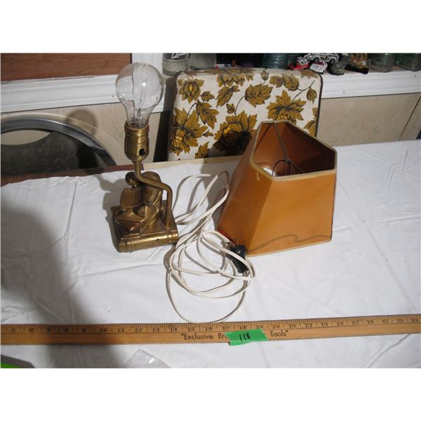 Vintage “Knowledge” Lamp, 14.5” tall – Working (shade has damage