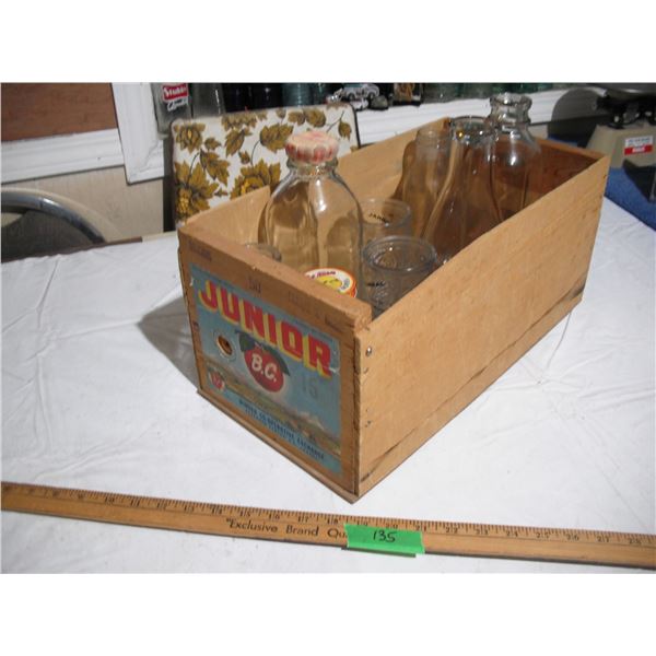 BC Apples Wooden Crate w/ Vintage Glass