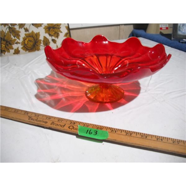 Vintage Glass Pedestal Bowl, 10.5” Diameter