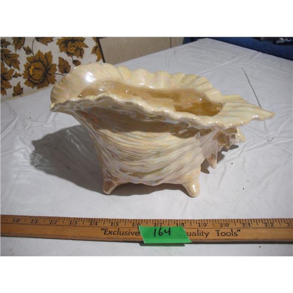 Vintage Atlantic Molds Large Ceramic Iridescent Shell Planter, 12”