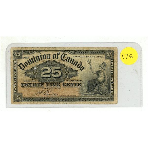 1900 Dominion of Canada 25 Cents Shinplaster.