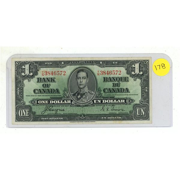 1937 Bank of Canada One Dollar.