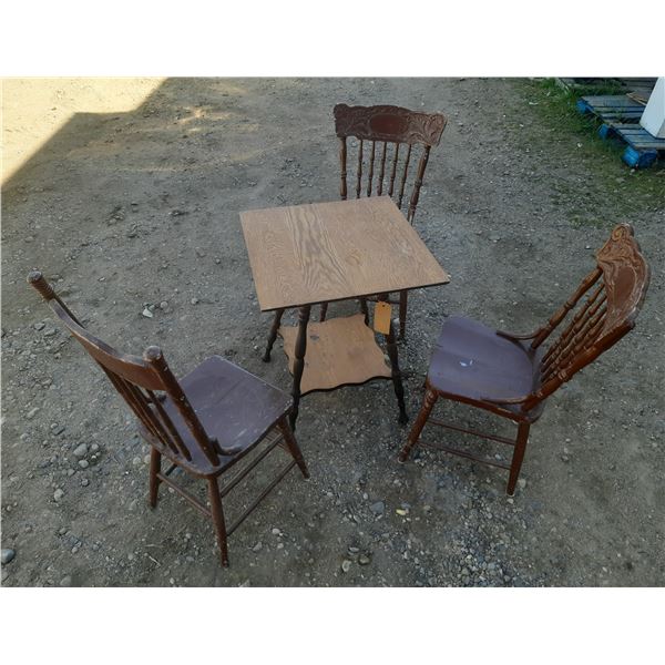 (3) Vintage Chair and (1) Table. (Table Height 29")