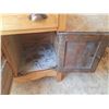 Image 7 : Antique wooden washstand or dry sink featuring an attached high-back towel rail. (Height 41" X Lengt