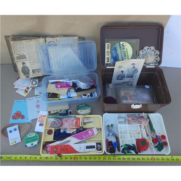 Lot of Sewing Supplies Items and Vintage Sewing Book.
