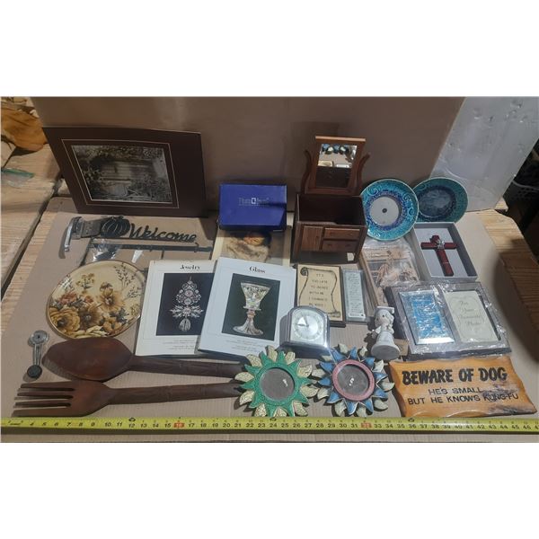 Large collection of miscellaneous household items, decorative pieces, and collectibles.