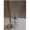Image 1 : Vintage clear pressed-glass pedestal oil or kerosene lamp.