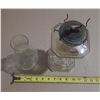 Image 2 : Vintage clear pressed-glass pedestal oil or kerosene lamp.