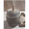 Image 4 : Vintage Ceramic/Stoneware Whiskey Barrel Tap Dispenser with Shot Glasses on a Wooden Stand.