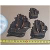 Image 3 : Set of three vintage Miller Studio 1964 Chalkware Galleon Ship Wall Plaques in a bronze/copper finis