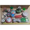Image 1 : Assortment of decorative Christmas holiday tins, containers, and jars with festive designs like snow