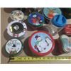 Image 2 : Assortment of decorative Christmas holiday tins, containers, and jars with festive designs like snow